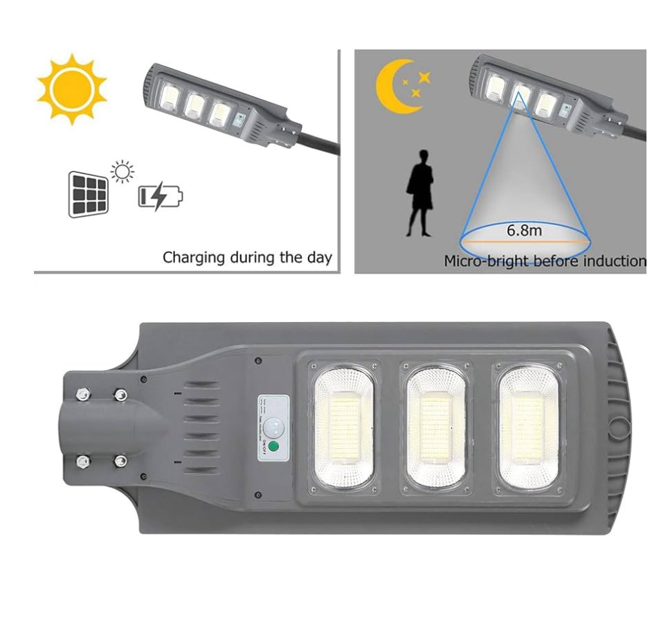 Foco Solar LED 150W con Sensor de Movimiento + fijos - 13,000 lumens